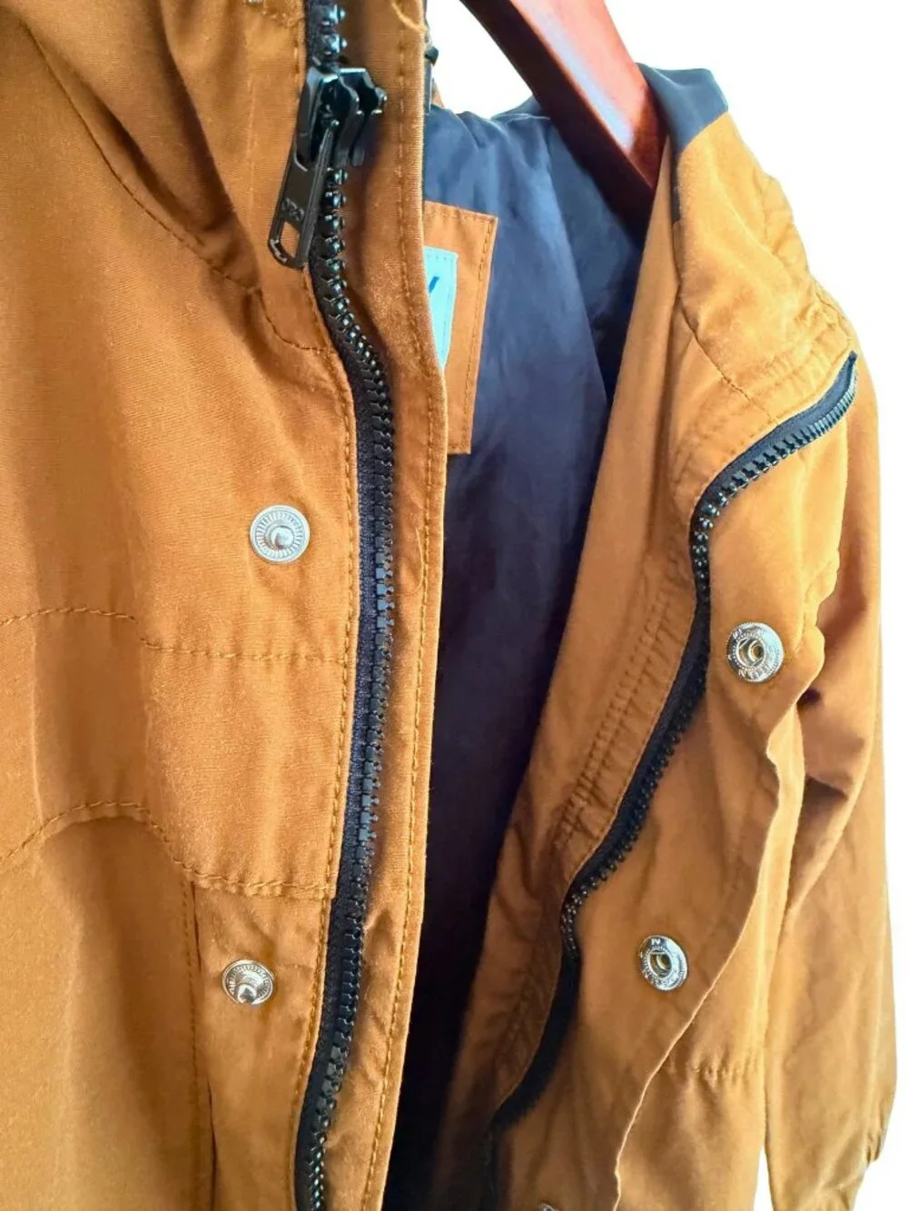 Old Navy Boys Cognac Brown Hooded Utility Jacket Size M 8